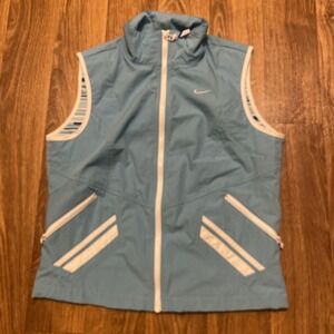 Vintage Nike Vest Jacket Kids 8-10 Youth Medium‎ Baby Blue Full Zip Gray Tag